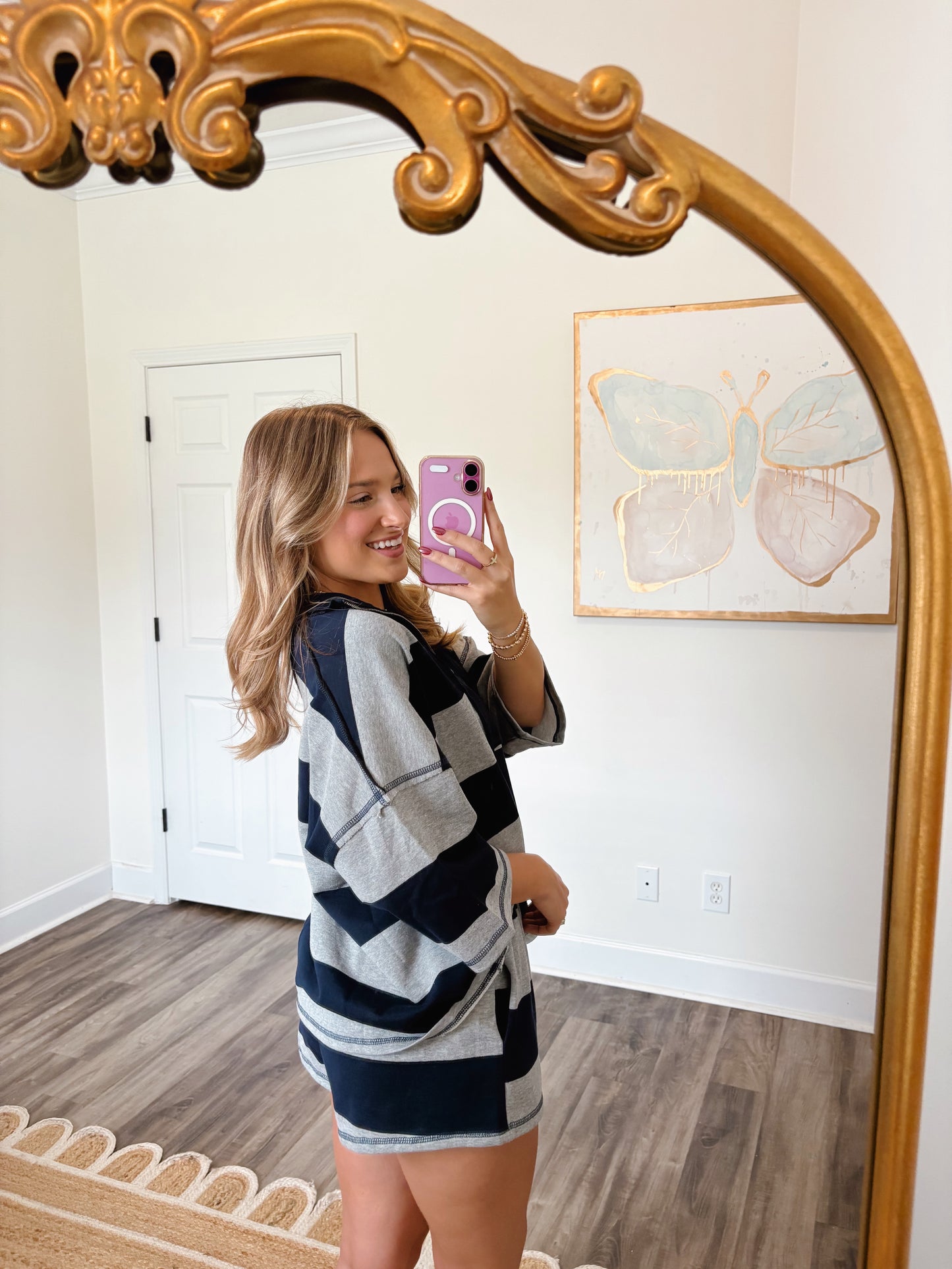 Navy Striped Cozy Set