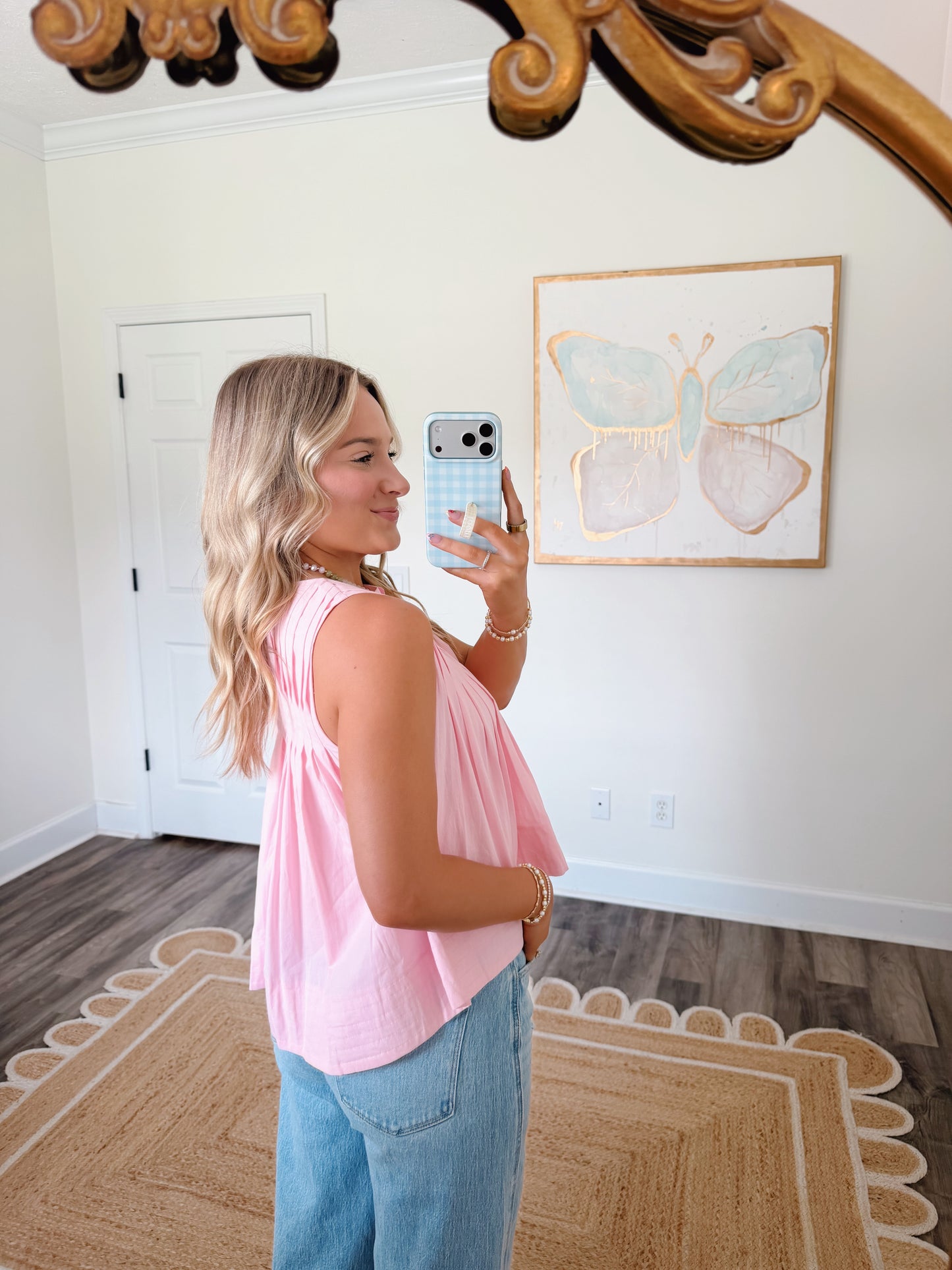 Pink Pleated Top