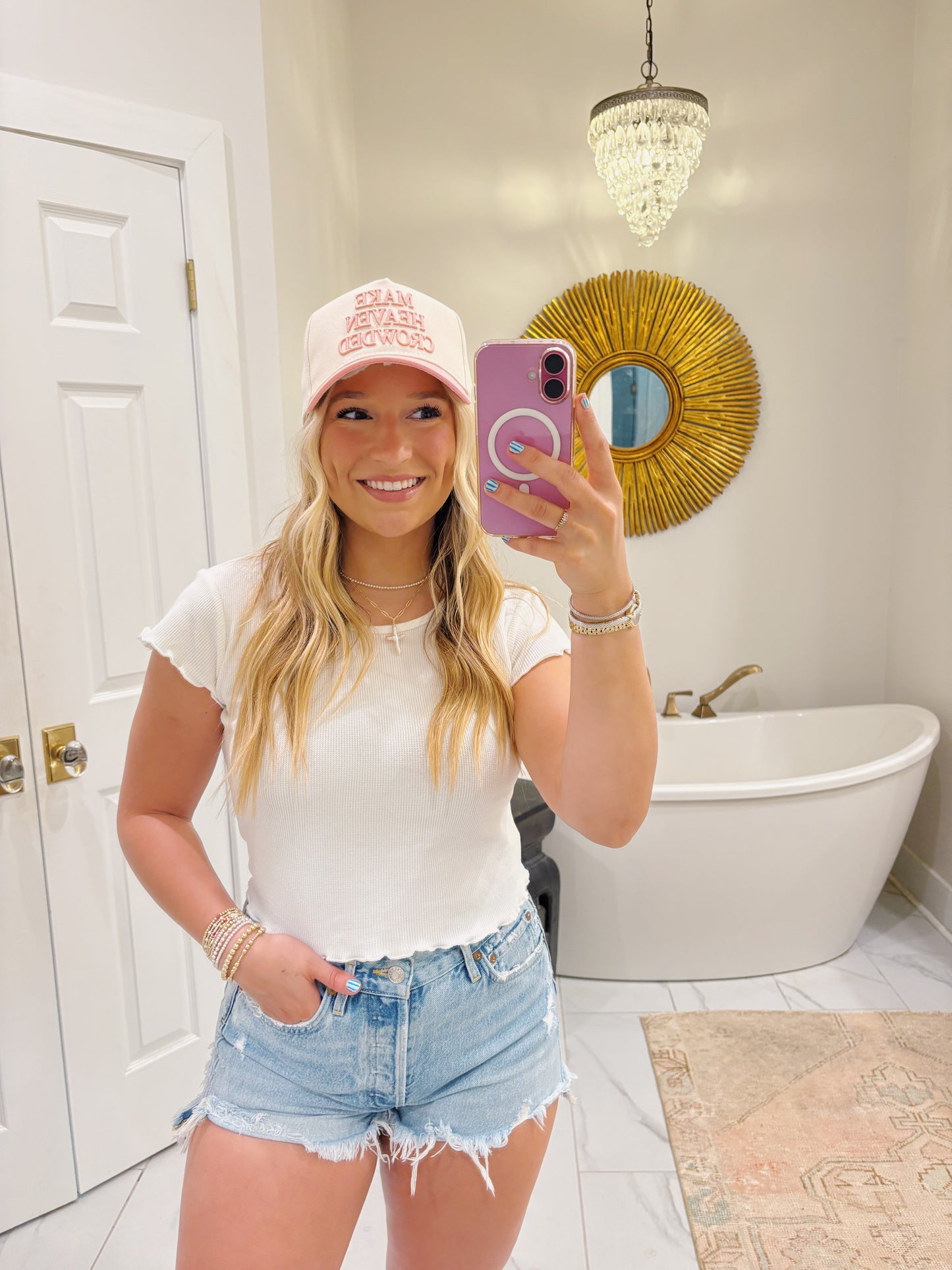 White Scalloped Baby Tee