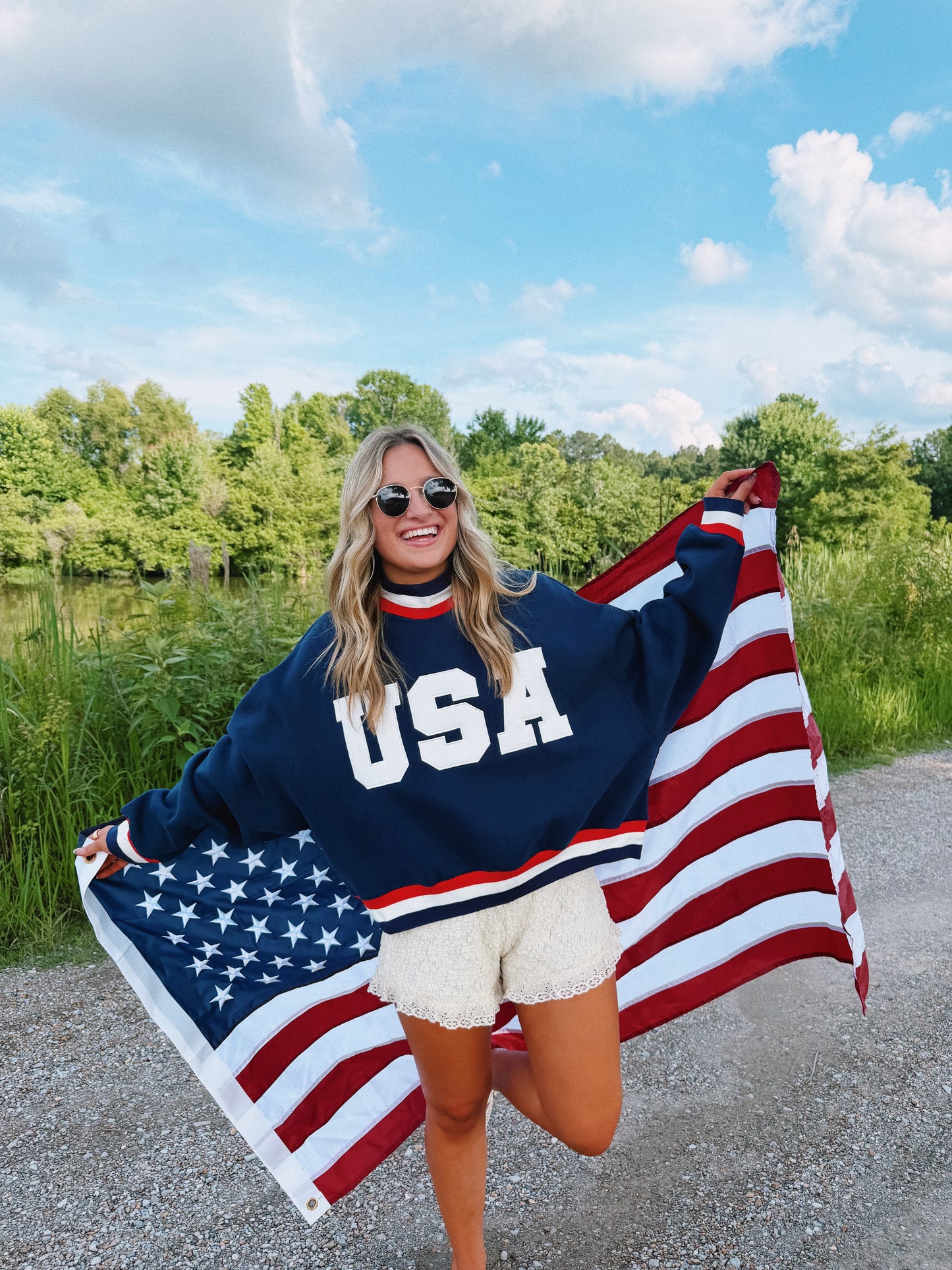 Navy USA Mockneck