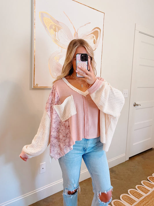 Pink And Floral Boho Top